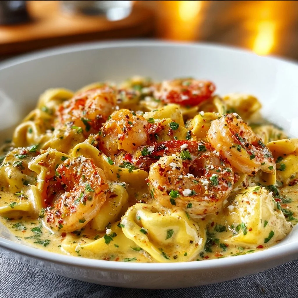 Shrimp Tortellini in Lemon Garlic Cream Sauce