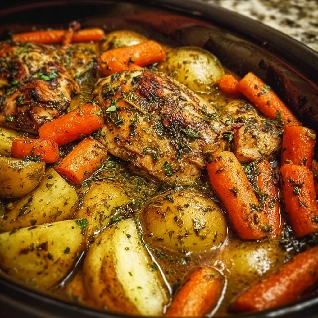 Slow Cooker Garlic Butter Chicken and Veggies