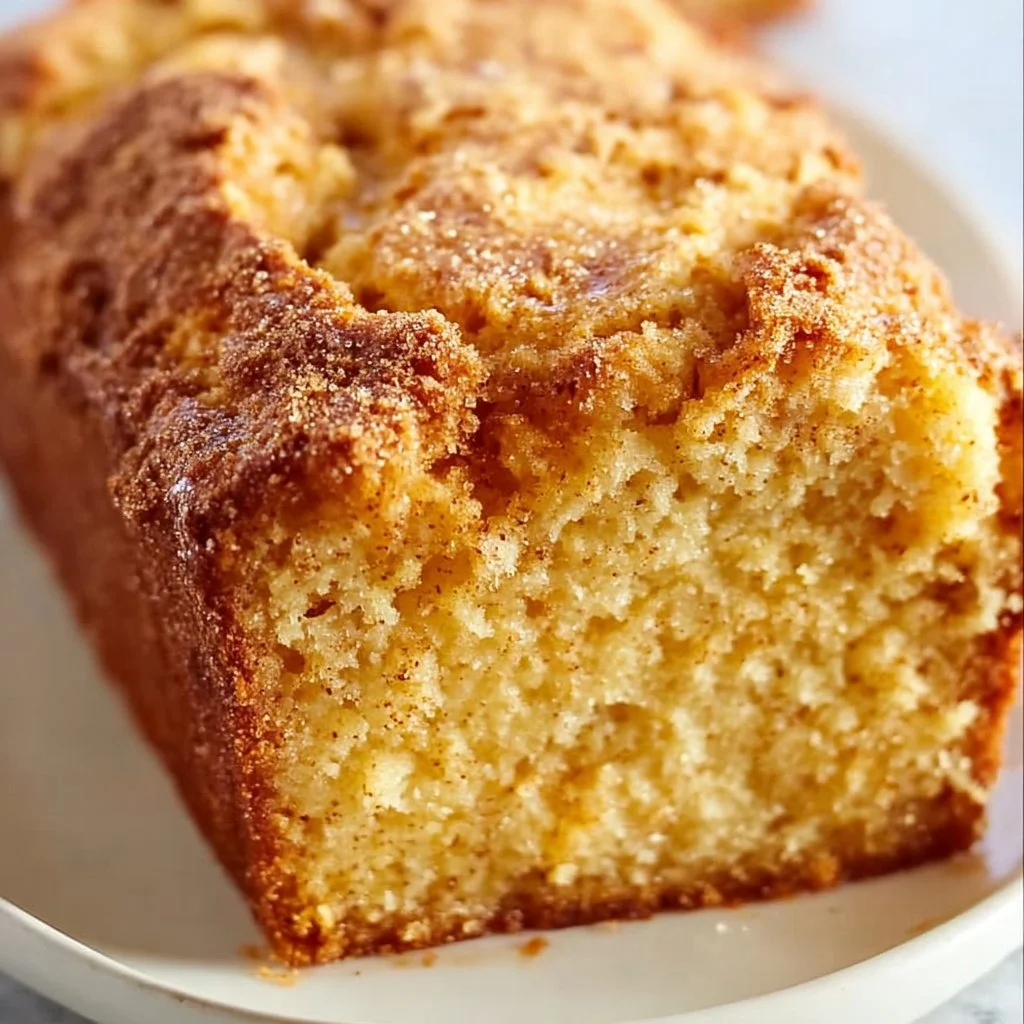 Freshly baked spiced Eggnog Loaf with festive garnishes on a table.