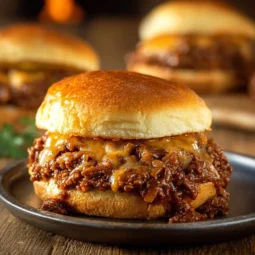 Comforting French Onion Beef Sloppy Joes with Melted Cheese Recipe 2 Comforting French Onion Beef Sloppy Joes topped with melted cheese