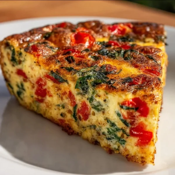 Cottage Cheese Crustless Quiche 1 Delicious cottage cheese crustless quiche served on a plate