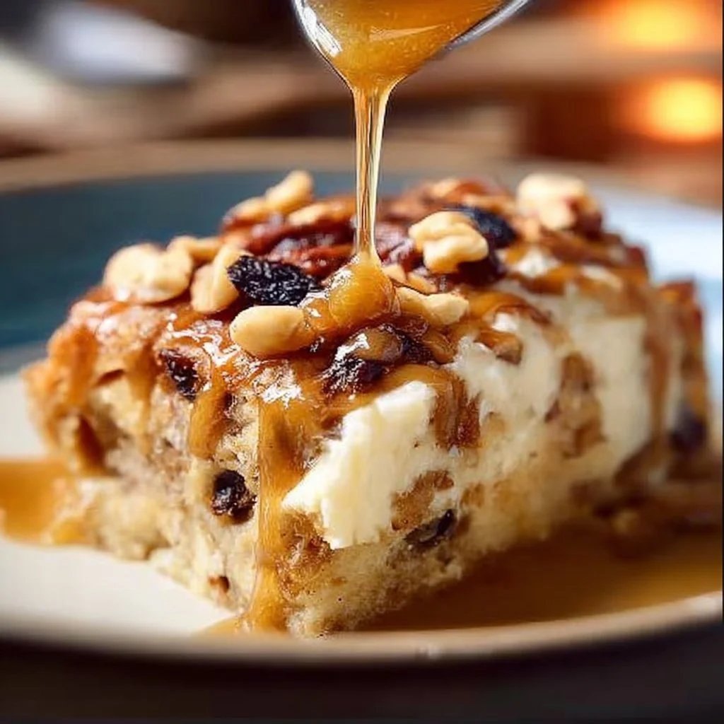 Creamy Milk Capirotada, a traditional Mexican bread pudding dessert.