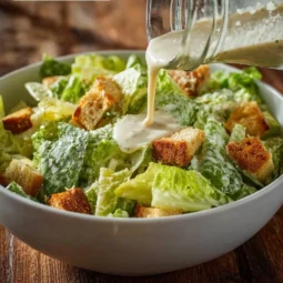 Creamy homemade Caesar dressing made fresh in a bowl