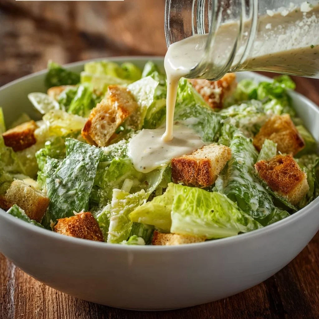 Creamy homemade Caesar dressing made fresh in a bowl