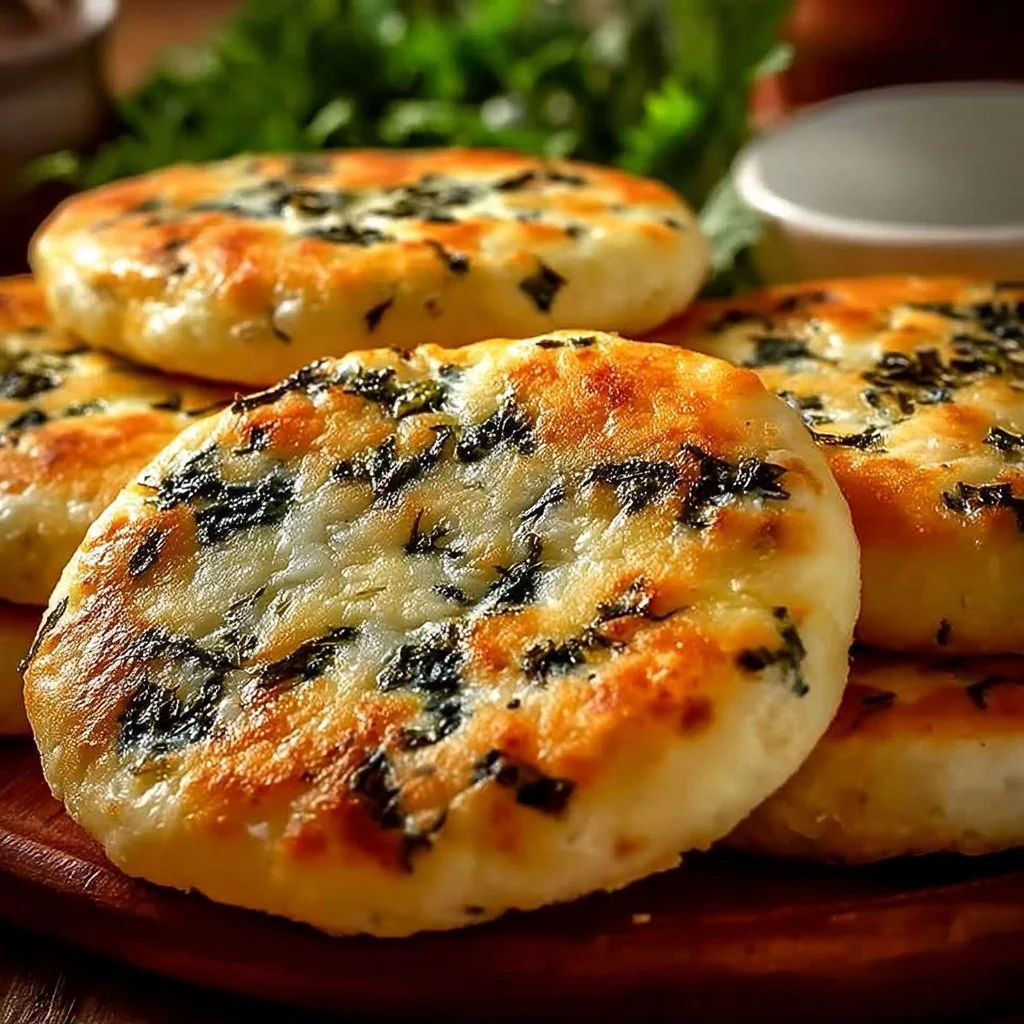 Delicious spinach cottage cheese flagels on a plate