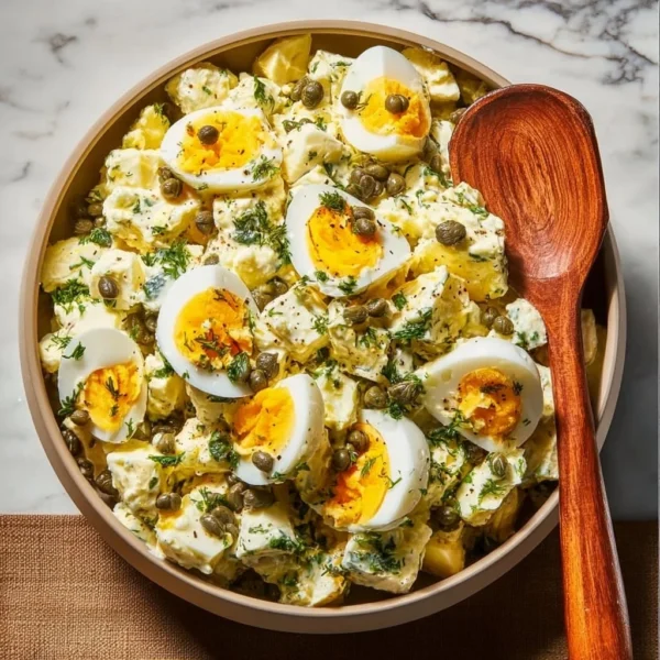 Lemon Caper Egg Salad Recipe, Easy Healthy Lunch Idea 2 Delicious lemon caper egg salad served in a bowl, ideal for a healthy lunch.