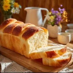 Soft & Fluffy Amish Milk Bread: The Ultimate Homemade Loaf 2 Loaf of soft and fluffy Amish milk bread on a wooden cutting board