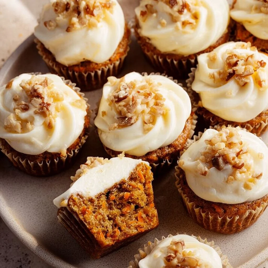 Delicious carrot cake cupcakes with creamy frosting from Butternut Bakery