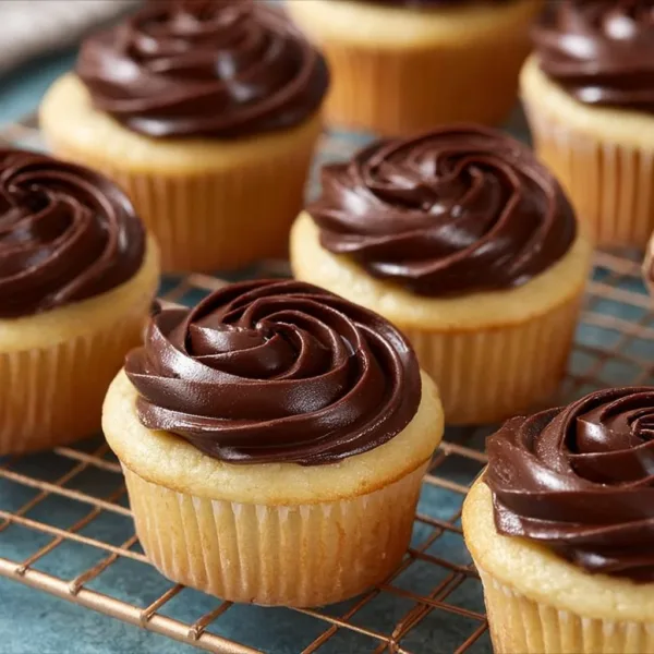 Boston Cream Pie Cupcakes 7 Delicious Boston Cream Pie cupcakes with chocolate frosting and vanilla filling.