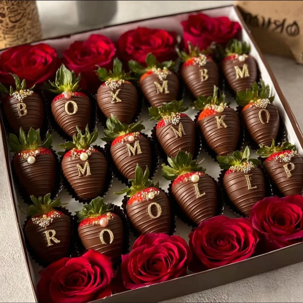 Beautiful bouquet of chocolate-covered strawberries for gifting