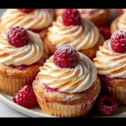 Delicious raspberry cruffins with cream cheese filling on a plate.