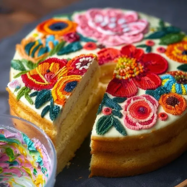 Designed Floral Sponge Cake 17 Designed floral sponge cake with colorful floral decorations for special occasions