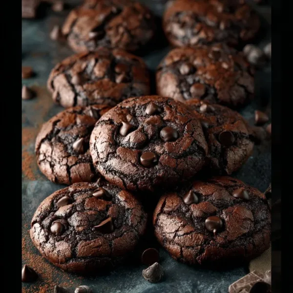 Double Chocolate Chip Cookies 13 Delicious double chocolate chip cookies with gooey chocolate pieces