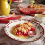 Delicious easy gluten free rhubarb crumble dessert