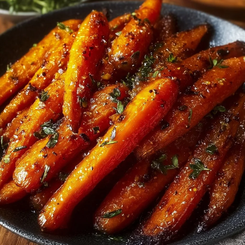 Honey Garlic Butter Roasted Carrots That Will Wow Your Guests 1 Delicious honey garlic butter roasted carrots on a serving platter
