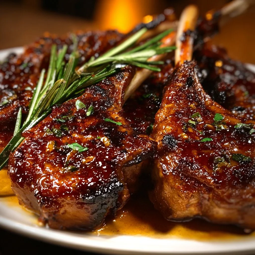 Honey Garlic Glazed Lamb Chops 1 Delicious honey garlic glazed lamb chops served with fresh herbs