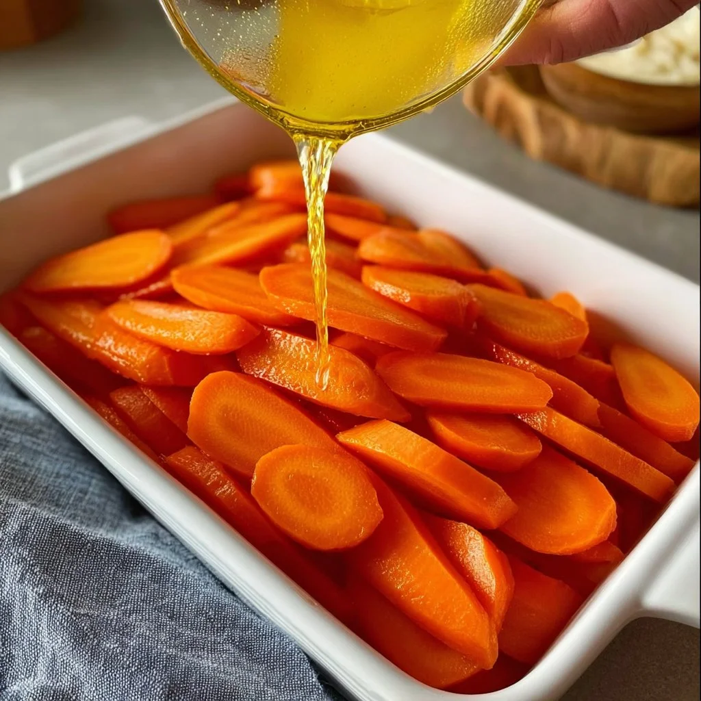Oven roasted glazed carrots garnished with herbs on a white plate