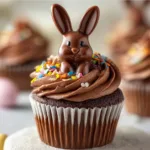 Colorful Easter cupcakes with bunny decorations for festive spring celebrations.
