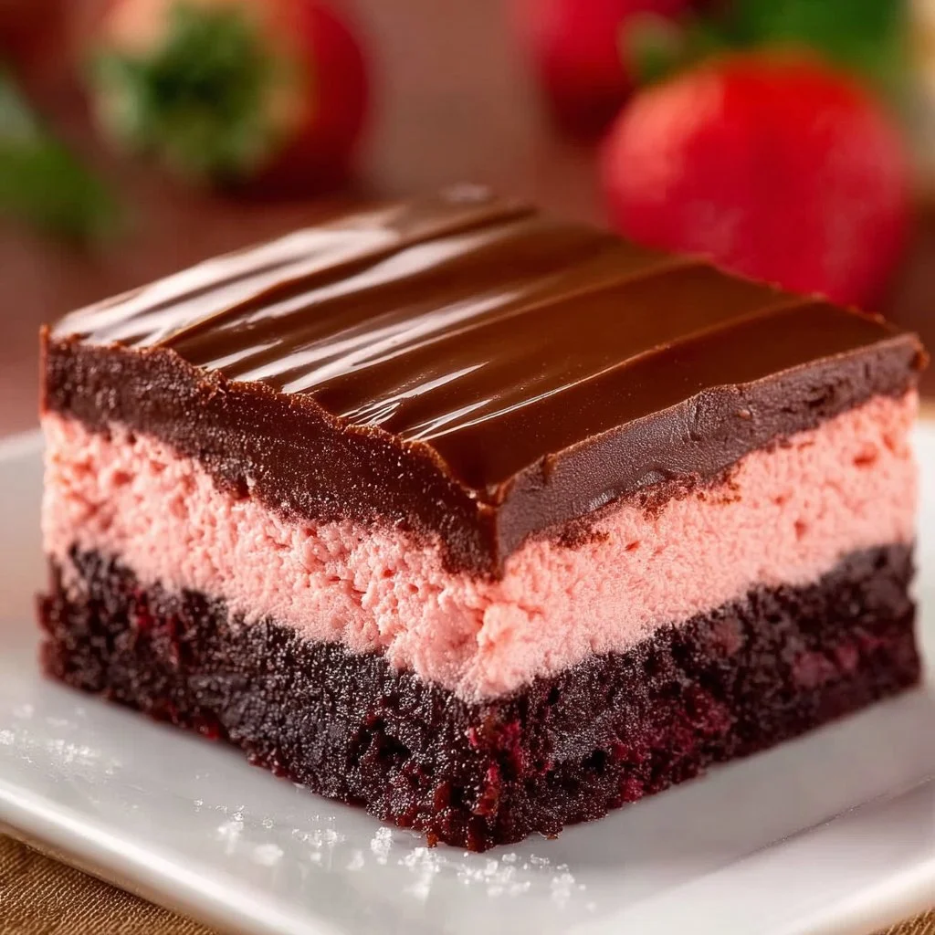 Strawberry Truffle Brownies 1 Delicious homemade Strawberry Truffle Brownies with chocolate and strawberries.