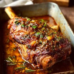 Tender Rosemary Garlic Lamb Shoulder Recipe 3 Tender rosemary garlic lamb shoulder served on a platter