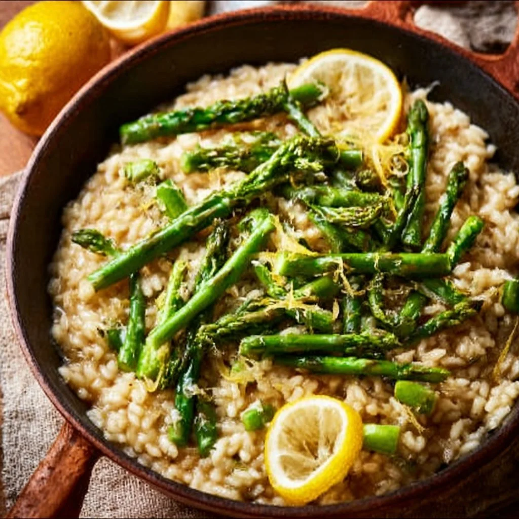 This Asparagus Lemon Risotto is a summery version of one of our all-time favorite dishes – risotto.