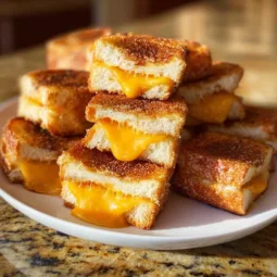 Mini Grilled Cheese Hawaiian Rolls with melted cheese and buttery bread