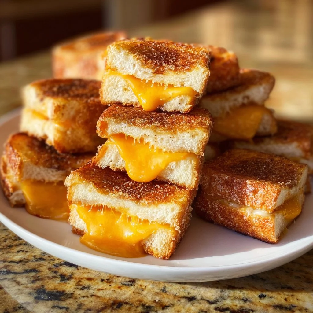 Mini Grilled Cheese Hawaiian Rolls with melted cheese and buttery bread