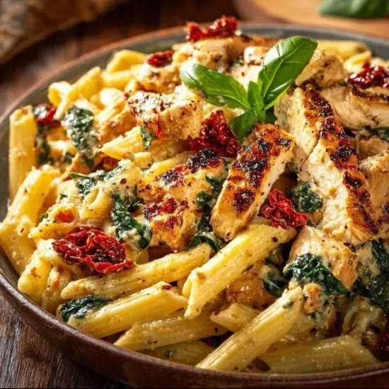 Delicious Parmesan Marry Me Chicken Pasta served in a bowl