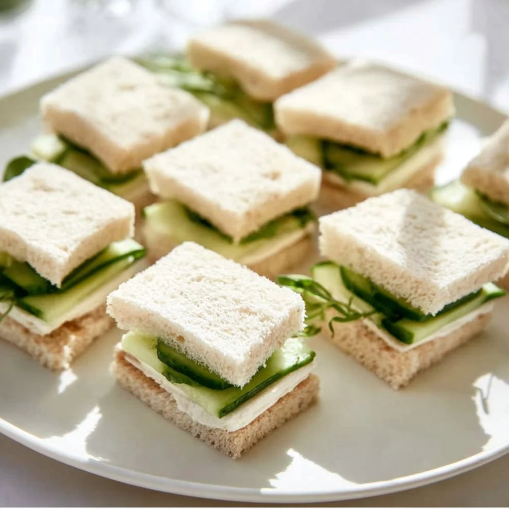 Delicious cucumber sandwiches served at a Mother's Day brunch tea party
